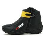 Bota motociclista Couro Legítimo na cor Preto com Amarelo Atron Shoes AS95