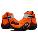 Bota Motociclista Couro Legítimo Laranja Vermelho Branco AS95