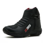 BOTA MOTOCICLISTA EM COURO LEGÍTIMO NA COR PRETO AS95 KIT CHINELO