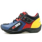 Tênis motociclista AS95 de couro legítimo nas cores azul amarelo e vermelho 403
