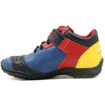 Tênis motociclista AS95 de couro legítimo nas cores azul amarelo e vermelho 403