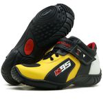 Tênis motociclista AS95 em couro legítimo na cor amarelo branco e preto 403