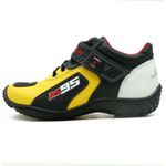 Tênis motociclista AS95 em couro legítimo na cor amarelo branco e preto 403