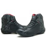 Bota motociclista atron shoes semi impermeável em couro legítimo camuflado cinza 305
