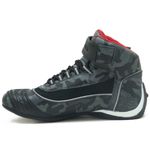 Tênis motociclista cano alto em couro legítimo camuflado cinza Atron Shoes 310