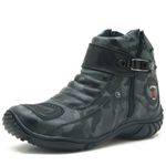 Bota motociclista couro legítimo camuflado cinza 271