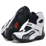 Bota Motociclista AS-RACING em couro legítimo na cor branca