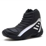 Bota motociclista Atron Shoes Refletiva em couro legítimo resistente a água nas cores preto e prata 279