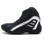 Bota motociclista Atron Shoes Refletiva em couro legítimo resistente a água nas cores preto e prata 279