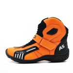 Bota motociclista AS-RACING Vented em couro legítimo na cor laranja