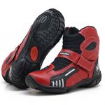 Bota motociclista AS-RACING Vented em couro legítimo na cor vermelha