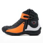 Bota motociclista Atron Shoes em couro legítimo nas cores preto laranja e branco 271