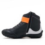 Bota motociclista Atron Shoes em couro legítimo nas cores preto laranja e branco 271