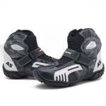 Bota Motociclista As-racing "vented Boots" Em Couro Legítimo Nas Cores Preto Branco E Camuflado 406
