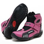 KIT CHINELO BOTA MOTOCICLISTA AS-RACING VENTED EM COURO LEGÍTIMO NA COR ROSA 406