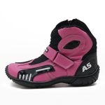 KIT CHINELO BOTA MOTOCICLISTA AS-RACING VENTED EM COURO LEGÍTIMO NA COR ROSA 406