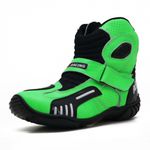 KIT CHINELO BOTA MOTOCICLISTA AS-RACING VENTED EM COURO LEGÍTIMO NA COR VERDE 406