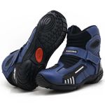 KIT CHINELO BOTA MOTOCICLISTA AS-RACING VENTED EM COURO LEGÍTIMO NA COR AZUL 406