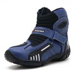KIT CHINELO BOTA MOTOCICLISTA AS-RACING VENTED EM COURO LEGÍTIMO NA COR AZUL 406