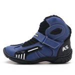 KIT CHINELO BOTA MOTOCICLISTA AS-RACING VENTED EM COURO LEGÍTIMO NA COR AZUL 406