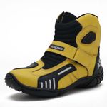 KIT CHINELO BOTA MOTOCICLISTA AS-RACING VENTED EM COURO LEGÍTIMO NA COR AMARELO 406