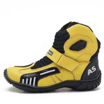 KIT CHINELO BOTA MOTOCICLISTA AS-RACING VENTED EM COURO LEGÍTIMO NA COR AMARELO 406