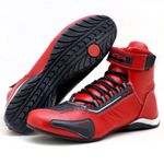 Sapatilha para kart cano alto em couro legítimo nas cores vermelho e preto 311