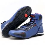 Sapatilha para kart cano alto em couro legítimo nas cores azul e preto 311