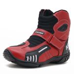 KIT CHINELO BOTA MOTOCICLISTA AS-RACING VENTED EM COURO LEGÍTIMO NA COR VERMELHA 406