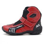 KIT CHINELO BOTA MOTOCICLISTA AS-RACING VENTED EM COURO LEGÍTIMO NA COR VERMELHA 406