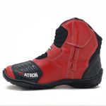 KIT CHINELO BOTA MOTOCICLISTA AS-RACING VENTED EM COURO LEGÍTIMO NA COR VERMELHA 406