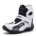 KIT CHINELO BOTA MOTOCICLISTA AS-RACING EM COURO LEGÍTIMO NA COR BRANCA
