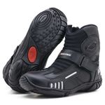 KIT CHINELOBOTA MOTOCICLISTA AS-RACING RESPIRÁVEL EM COURO LEGÍTIMO NA COR PRETA 406