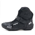 KIT CHINELOBOTA MOTOCICLISTA AS-RACING RESPIRÁVEL EM COURO LEGÍTIMO NA COR PRETA 406