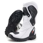 KIT CHINELO BOTA MOTOCICLISTA AS95-PRO EM COURO LEGÍTIMO NA COR BRANCA 405