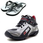 KIT CHINELO TÊNIS PARA MOTOCICLISTA NA COR ASFALTO EM COURO LEGÍTIMO 403