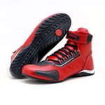 KIT CHINELO Sapatilha para kart cano alto em couro legítimo nas cores vermelho e preto 311