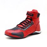 KIT CHINELO Sapatilha para kart cano alto em couro legítimo nas cores vermelho e preto 311