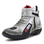 KIT CHINELO BOTA MOTOCICLISTA AS95 EM COURO LEGÍTIMO NA COR ASFALTO