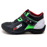Tênis motociclista em couro legítimo AS95 nas cores preto branco e verde 403
