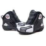 Bota motociclista Atron Shoes AS-HIGHWAY em couro legítimo semi-impermeável emborrachada nas cores branco 407