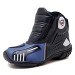 Bota motociclista Atron Shoes AS-HIGHWAY em couro legítimo semi-impermeável emborrachada na cor Azul 407