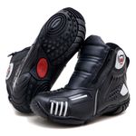 Bota motociclista Atron Shoes AS-HIGHWAY em couro legítimo semi-impermeável emborrachada na cor Preto 407