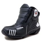 Bota motociclista Atron Shoes AS-HIGHWAY em couro legítimo semi-impermeável emborrachada na cor Preto 407