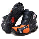 BOTA MOTOCICLISTA ATRON SHOES AS-HIGHWAY EM COURO LEGÍTIMO SEMI-IMPERMEÁVEL EMBORRACHADA NA COR LARANJA 407