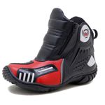 Bota motociclista Atron Shoes AS-HIGHWAY em couro legítimo semi-impermeável emborrachada na cor Vermelho 407