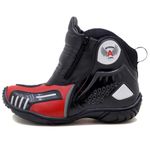 Bota motociclista Atron Shoes AS-HIGHWAY em couro legítimo semi-impermeável emborrachada na cor Vermelho 407
