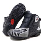 Bota motociclista Atron Shoes AS-HIGHWAY em couro legítimo semi-impermeável emborrachada na cor ASfalto 407