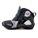 Bota motociclista Atron Shoes AS-HIGHWAY em couro legítimo semi-impermeável emborrachada na cor ASfalto 407