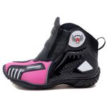 Bota motociclista Atron Shoes AS-HIGHWAY em couro legítimo semi-impermeável emborrachada na cor Pink 407